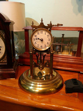Clock 400 Day Anniversary Torsion early 1900 working Arabic Nums. mantle brass
