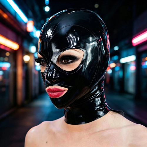 Latex hood rubber mask - latex,
