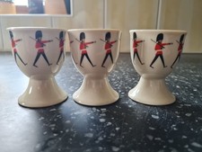 London Guard Soldiers Egg Cups X 3 Ceramic Excellent Condition