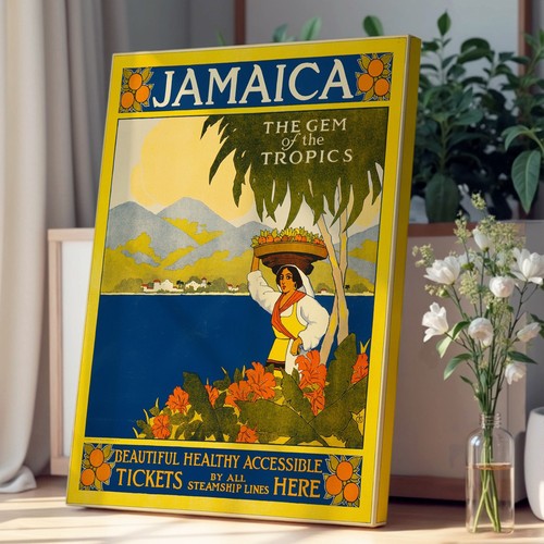 Vintage travel jamaica canvas - jamaica,
