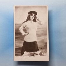Edwardian Actress Postcard 1906 Real Photo Zena Dare Naval Theme Ship Hair Loose