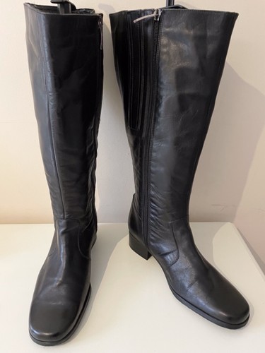 Duo black leather wide leg - black,