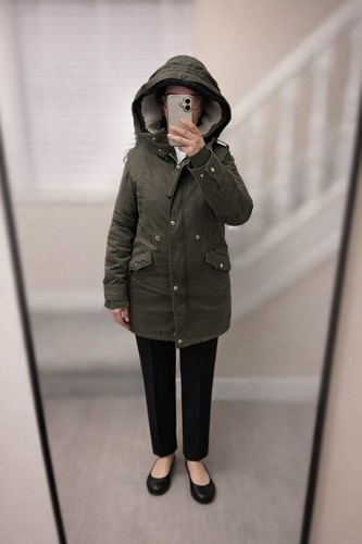 Khaki hooded parka jacket size - parka,