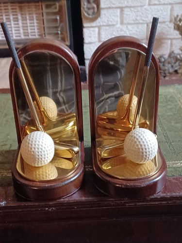 Vintage wood and brass golf - and,