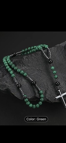Rose mary beads cross - mary, necklace