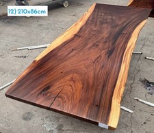 One Entire Slab Live-edge Walnut Dining Table 210x86cm with Metal Legs