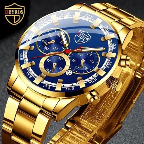 Men casual wristwatch gold - men's,