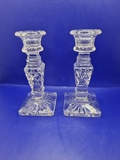 Antique Clear Candlestick Pair
