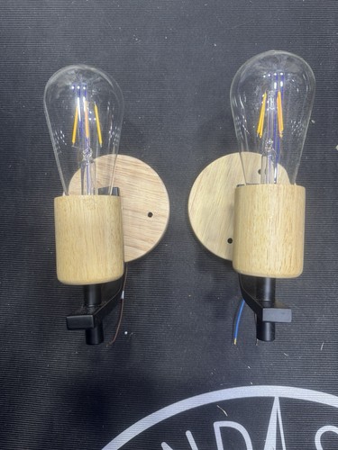 Two wooden wall lights - two,
