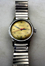 Vintage Bernex Non Magnetic Watch 1940's - 1950's with Gold Dial Red Second Hand