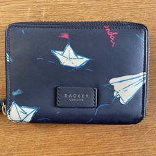 Radley London Paper Trail Medium Zip Around Purse in Navy Oilcloth