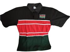Kenya Flag Rugby Polo Shirt Jersey Red Black Top Mens Size