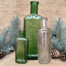 Vintage Boots Amber Bottles x3