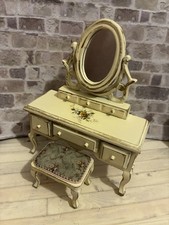 Dolls House 1/12 Scale Miniature Customised Painted Dressing Table & Stool