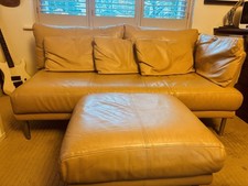Rolf Benz Leather Sofa/chaise Longue With Ottoman And Four Cushions