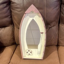 2ft Wooden Row Boat Mirror Hanging Wall Decor Man Cave Nautical Oar