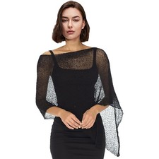 Womens Sheer Poncho Top Knit