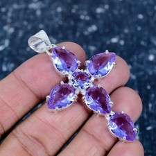 Alexandrite Cross Pendant, 925