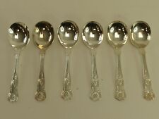 (ref288AUT) 6 Viners Vintage Silver Plated Kings Pattern Soup Spoons 17.5cm