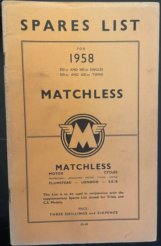 Matchless spares list for - matchless,