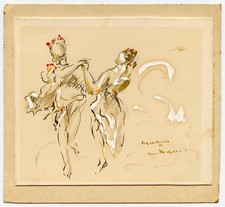 Ink and gouache - bacchantes, by
