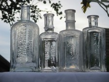 4x VICTORIAN SEWING MACHINE OIL BOTTLES JONES & SINGER c1900