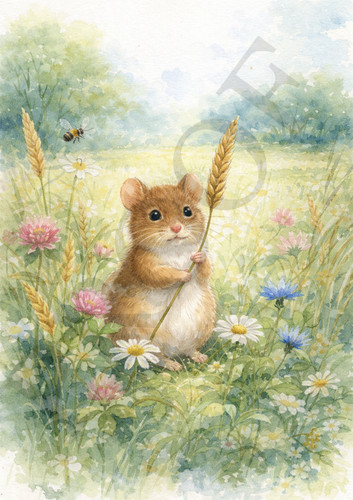 Mouse watercolour field metal - mouse,