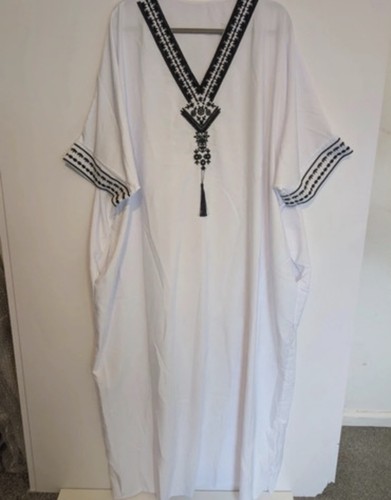 White cotton cover kaftan - cover, up