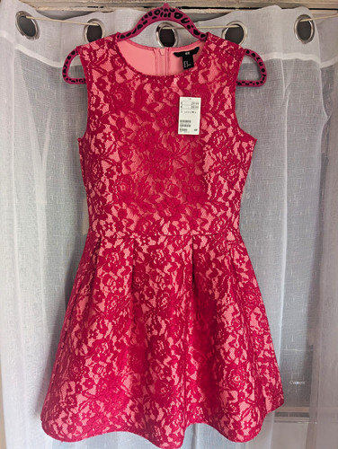 Pink lace fit flare - pink,