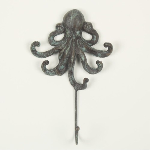 Green metal octopus hook - green,