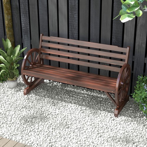 Wagon wheel bench patio - bench,
