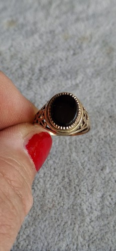 Vintage 9ct solid gold onyx - 9ct,