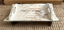 Shabby Chic Rustic White Painted Wooden Curved Decorative Display Tray