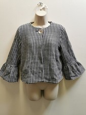 ZARA WOMEN'S TEXTURED HOUNDSTOOTH BLAZER Jacket WHITE/BLACK SIZE L