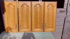 4 of solid med oak kitchen cabinet doors 730mm high x 296mm wide  vgc