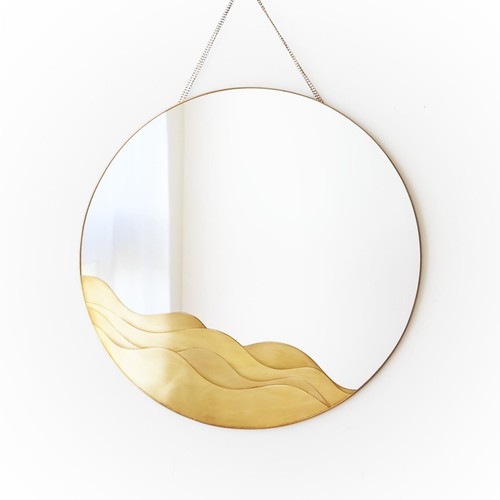 Round wall mirror brass - wall,