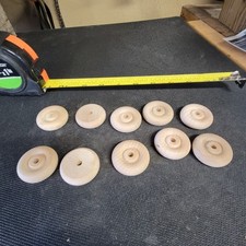 Qty 10 Wooden Wheels Hardwood