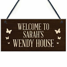 Wendy House Personalised Welcome Sign Hanging Summer House Garden Shed