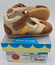 NEW Bo-Bell 4.5 jnr Boys Brown & Orange Leather Shoes EU 21 Easy Touch Fasten