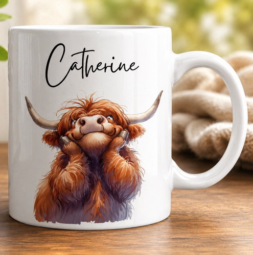 Personalised highland cow mug - personalised,