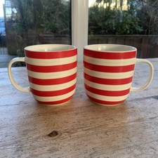 M&S Mugs Red & Cream Pinstripe