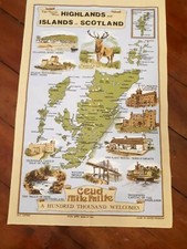 Vintage cotton tea towel SCOTTISH HIGHLANDS  ?