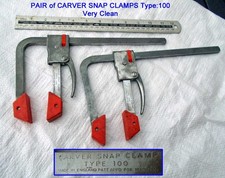 Vintage PAIR of CARVER SNAP CLAMP Type:100 Clamps vgc Old Tool