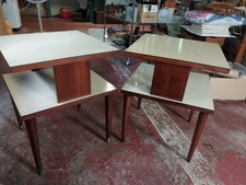 MCM Square End Tables Wood W Formica Tops Lamp Table Rare Find On Sale This Week