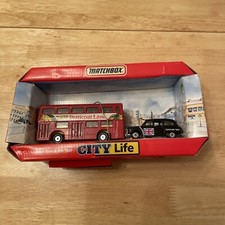 Matchbox City Life Set London Bus And Taxi , Good Condition, Boxed
