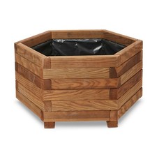 Wooden Hexagonal Trough Brown