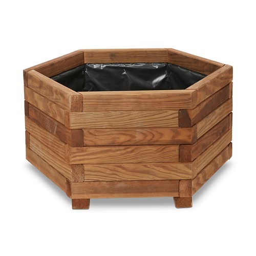 Wooden hexagonal trough brown - hexagonal,