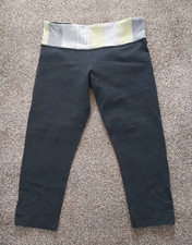 Lululemon Leggings Reversable Wunder Under Crop Multicolour Waistband UK Size 12
