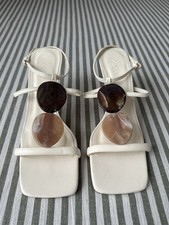 Zara Cream Heeled Sandal, Size