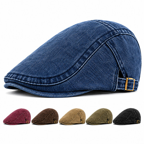 Men flat cap washed newsboy - men,